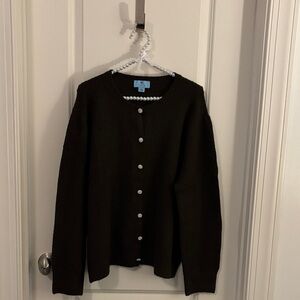 CeCe Brown Sweater with rhinestone buttons. Sz M
